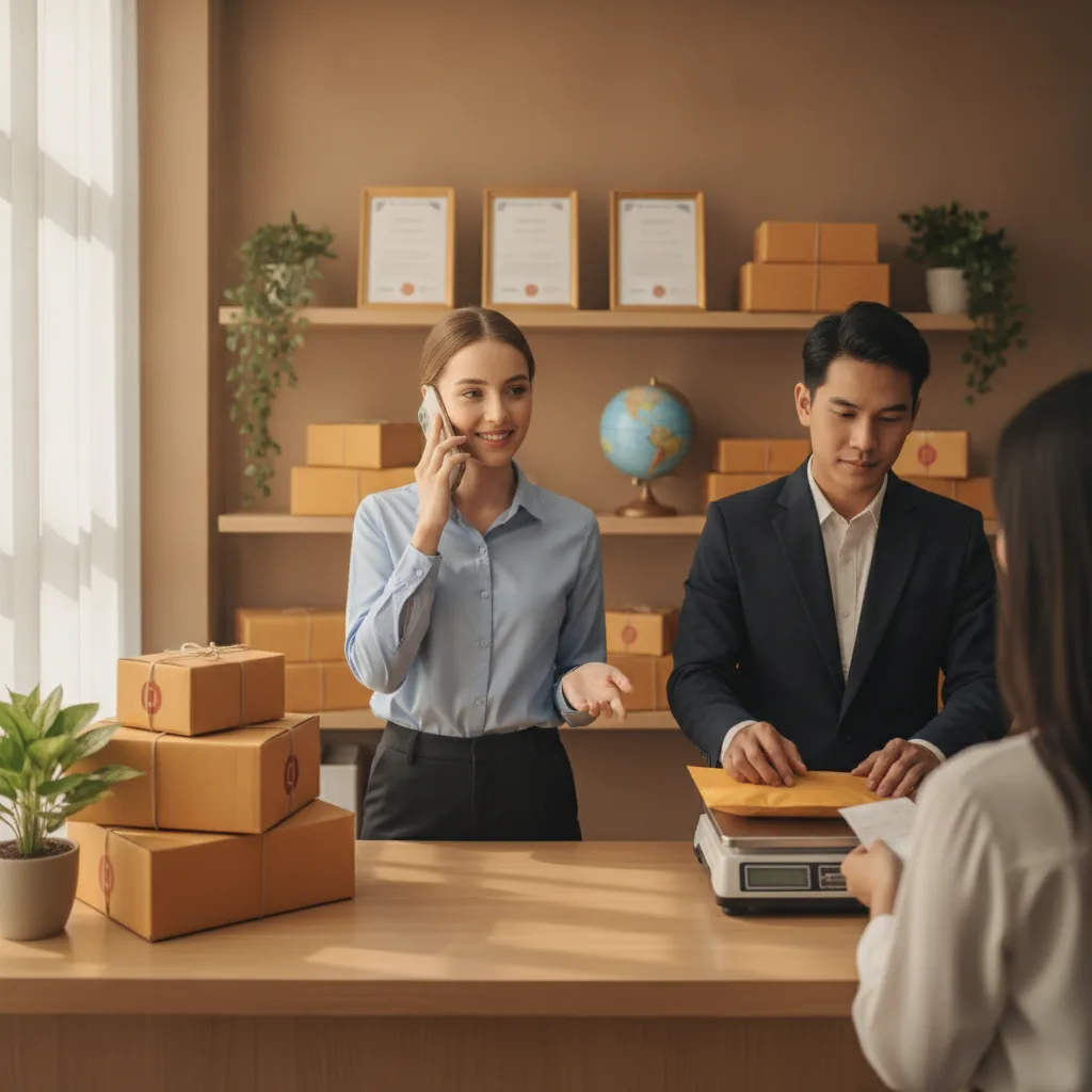 real photo of a customer support desk in